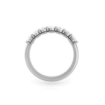 Prong Set Milgrain Oval Diamond Wedding Band