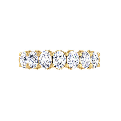 Prong Set Milgrain Oval Diamond Wedding Band