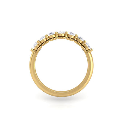 Prong Set Milgrain Oval Diamond Wedding Band