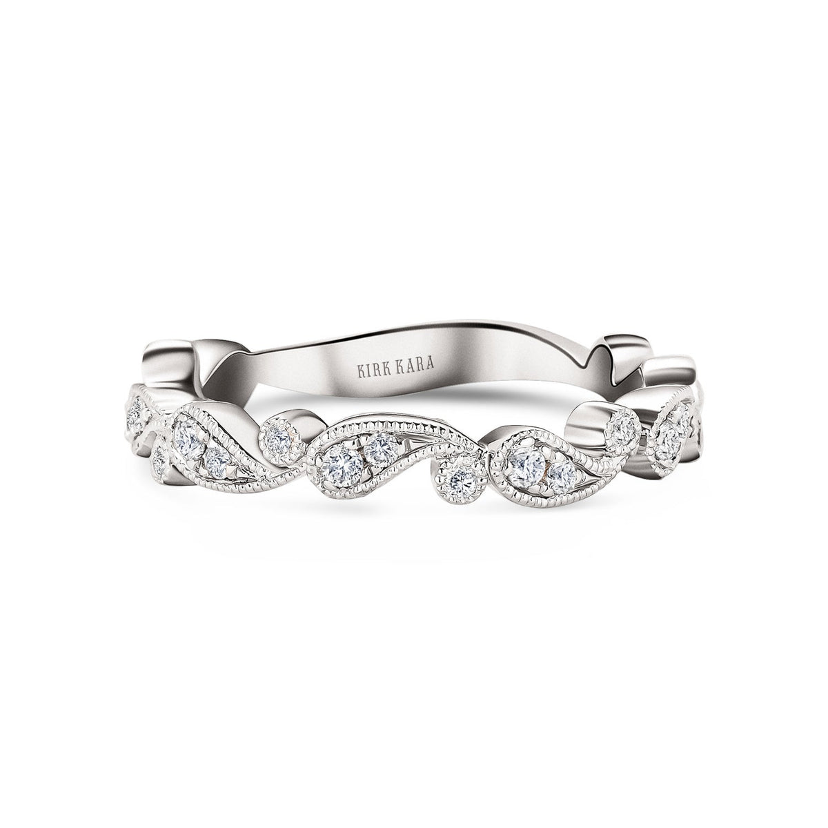 Paisley Inspired Milgrain Diamond Wedding Band