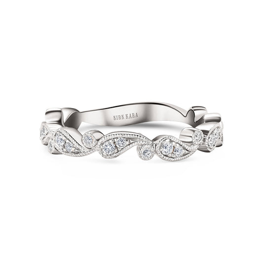 Paisley Inspired Milgrain Diamond Wedding Band