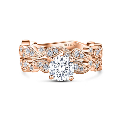 Paisley Inspired Milgrain Diamond Engagement Ring