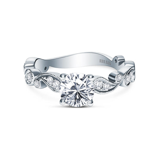 Paisley Inspired Milgrain Diamond Engagement Ring