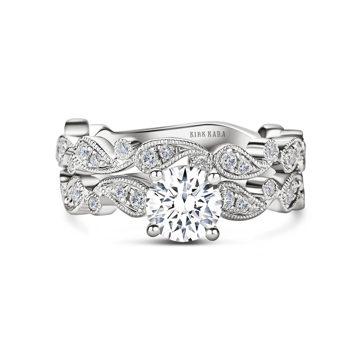 Paisley Inspired Milgrain Diamond Engagement Ring