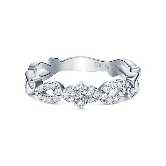 Vintage Inspired Crown Romantic Diamond Wedding Band