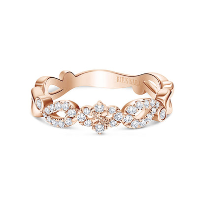 Vintage Inspired Crown Romantic Diamond Wedding Band