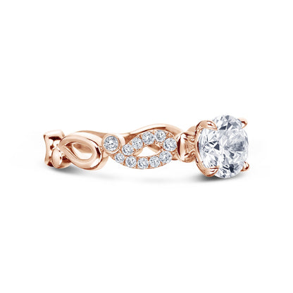Vintage Inspired Crown Romantic Diamond Engagement Ring