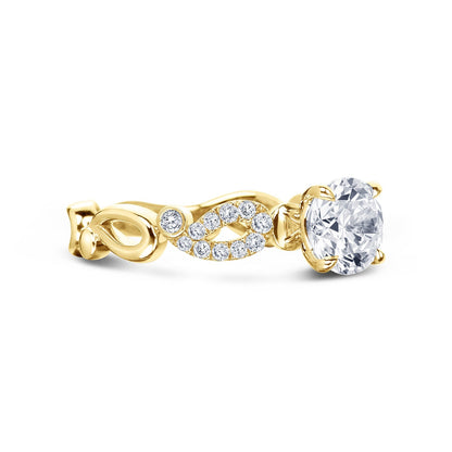 Vintage Inspired Crown Romantic Diamond Engagement Ring