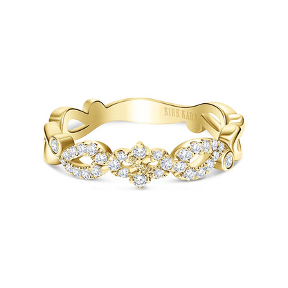 Vintage Inspired Crown Romantic Diamond Wedding Band