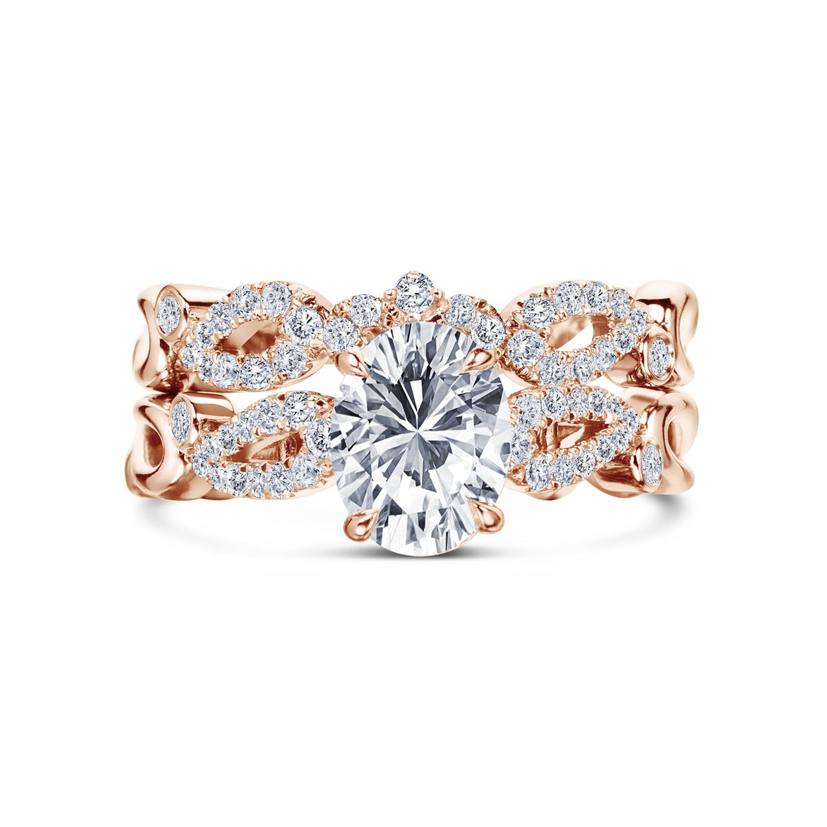 Vintage Inspired Crown Romantic Diamond Wedding Band