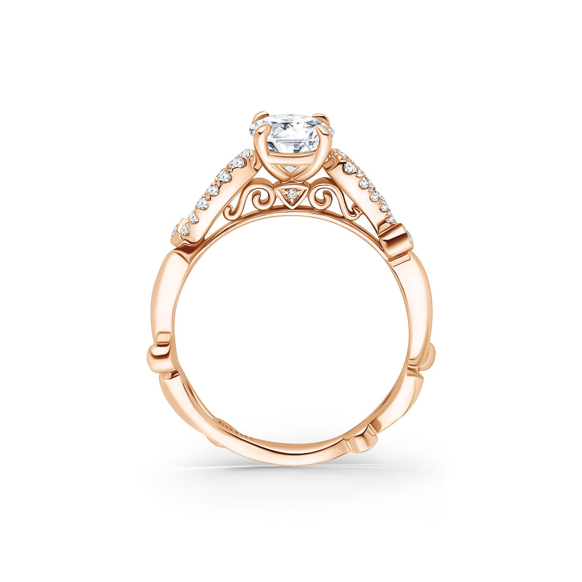 Vintage Inspired Crown Romantic Cathedral Diamond Engagement Ring