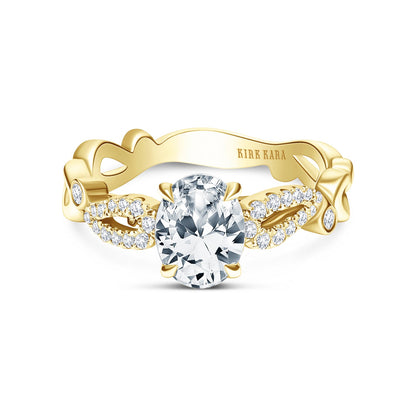 Vintage Inspired Crown Romantic Cathedral Diamond Engagement Ring