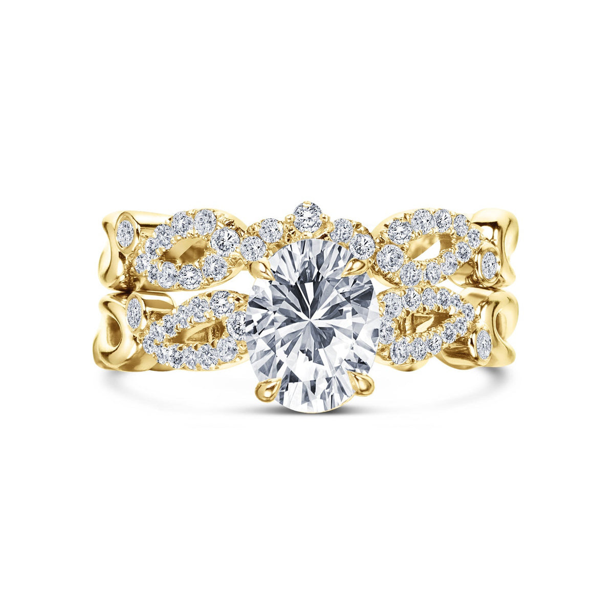 Vintage Inspired Crown Romantic Diamond Wedding Band