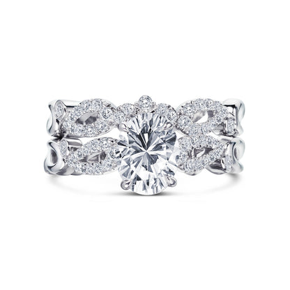 Vintage Inspired Crown Romantic Cathedral Diamond Engagement Ring