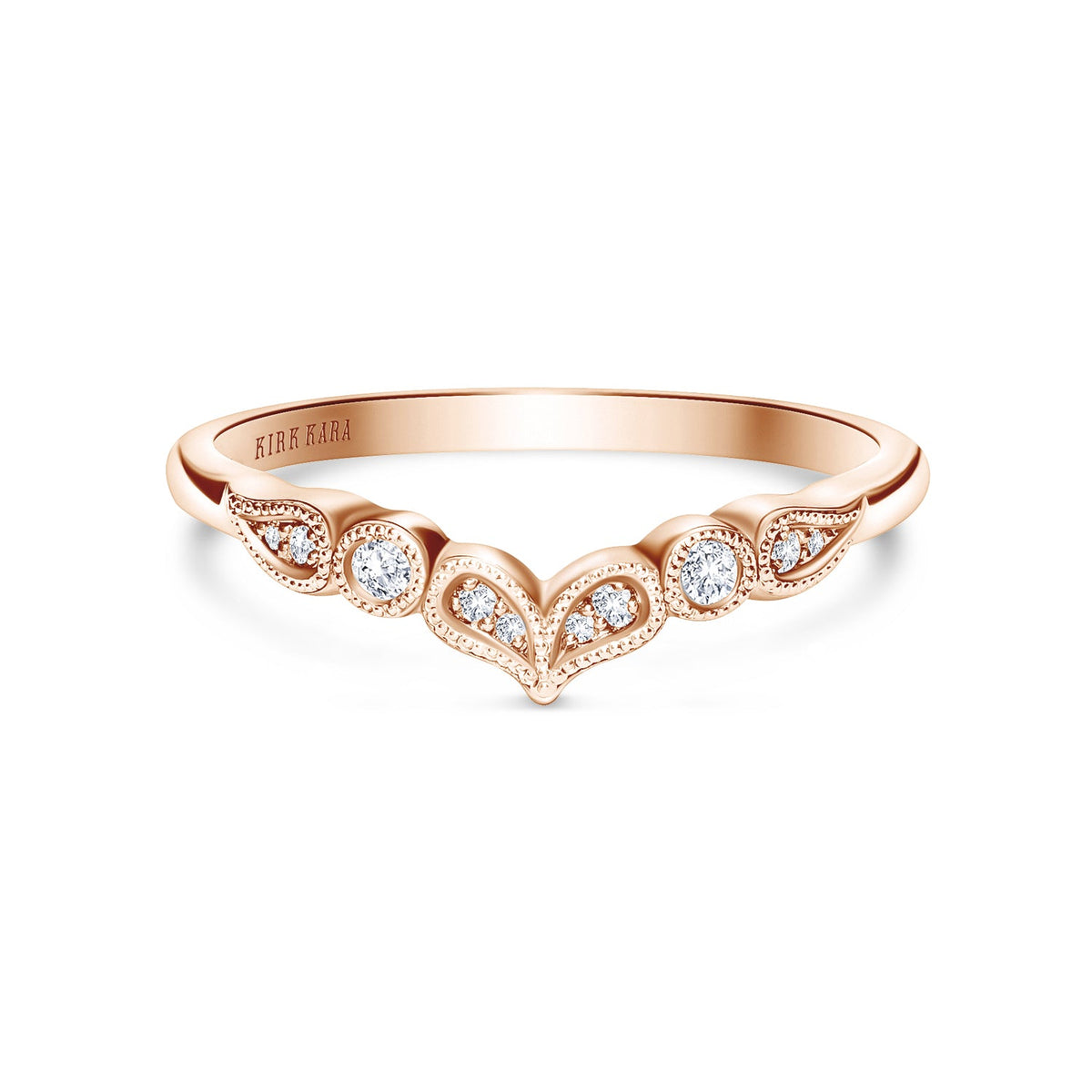 Boho Curved Paisley Diamond Wedding Band