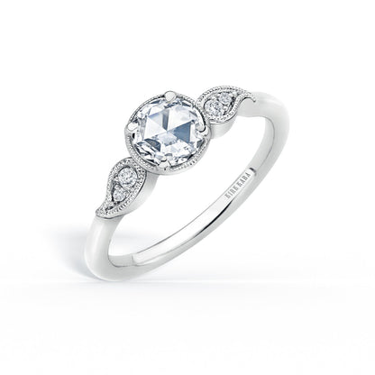 Paisley Floral Milgrain Rose Cut Diamond Engagement Ring