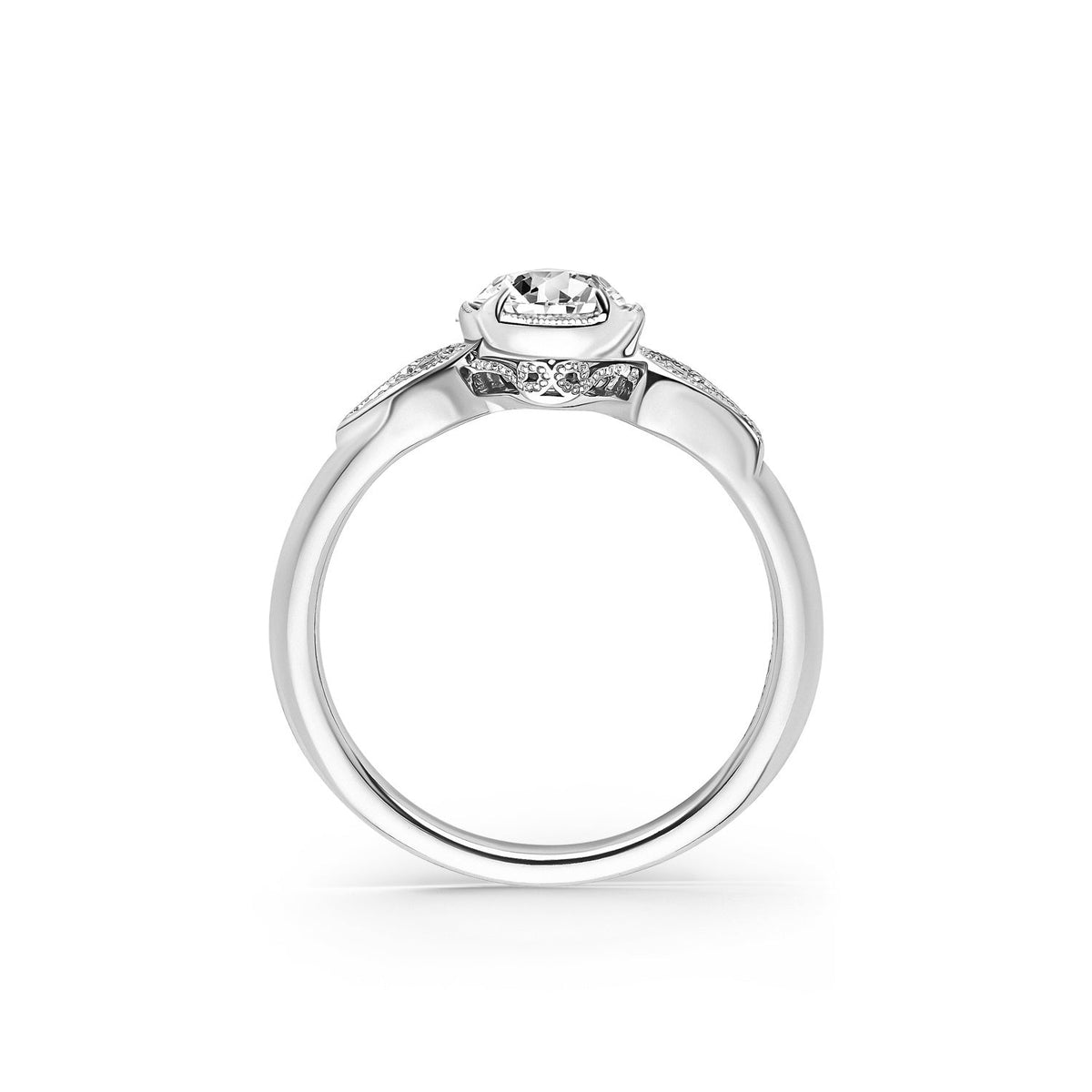 Paisley Floral Milgrain Rose Cut Diamond Engagement Ring