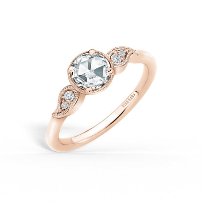 Paisley Floral Milgrain Rose Cut Diamond Engagement Ring
