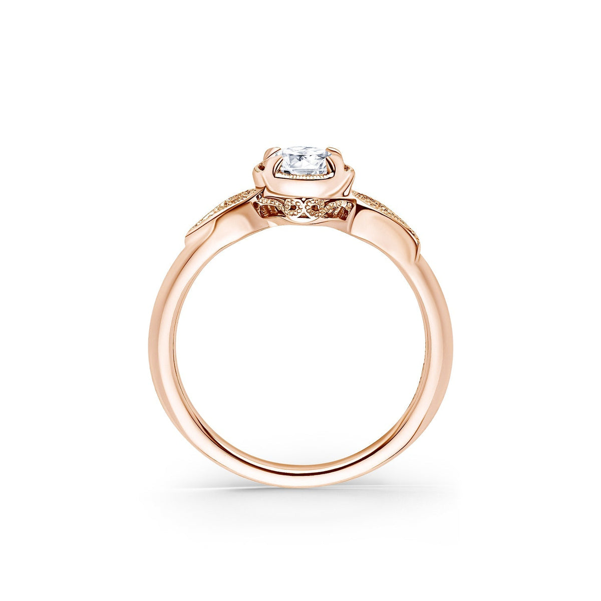 Paisley Floral Milgrain Diamond Engagement Ring