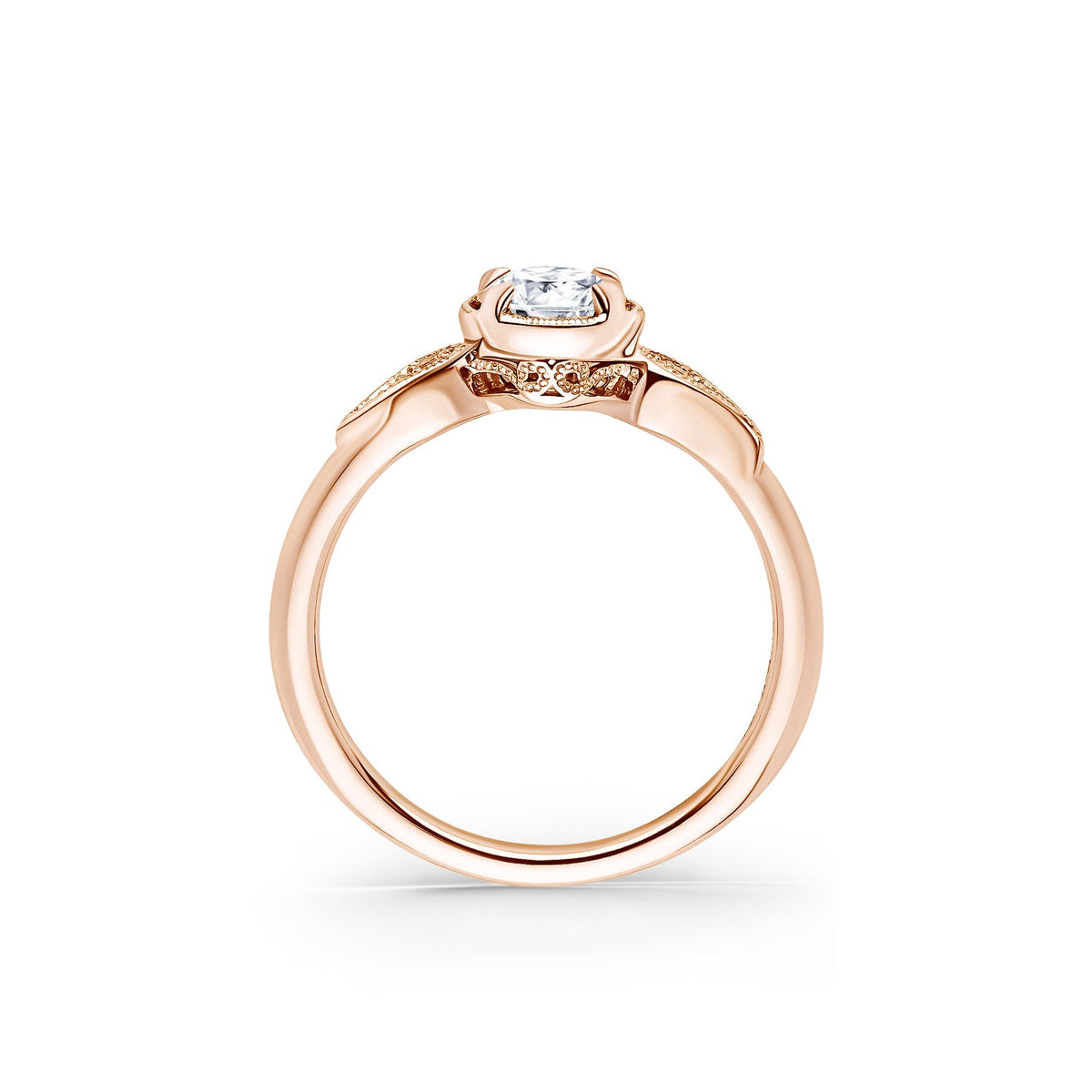 Paisley Floral Milgrain Diamond Engagement Ring