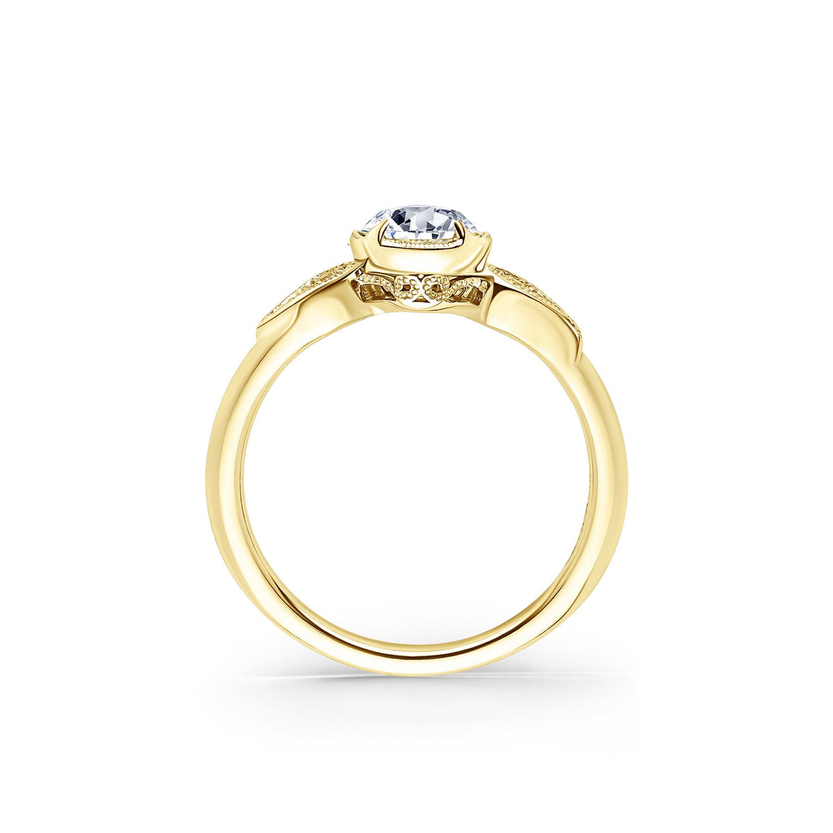 Paisley Floral Milgrain Rose Cut Diamond Engagement Ring