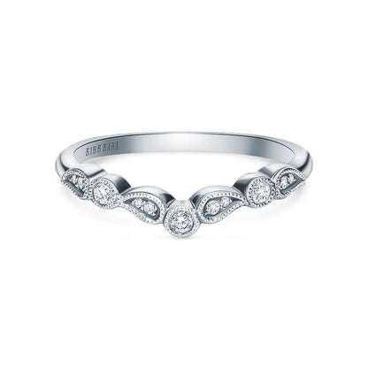 Boho V Band Paisley Diamond Wedding Band