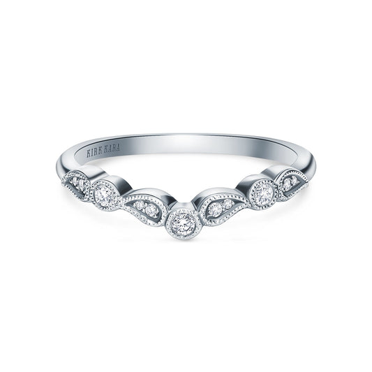Boho V Band Paisley Diamond Wedding Band