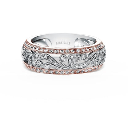 Swirl Milgrain Wide Domed Diamond Wedding Band
