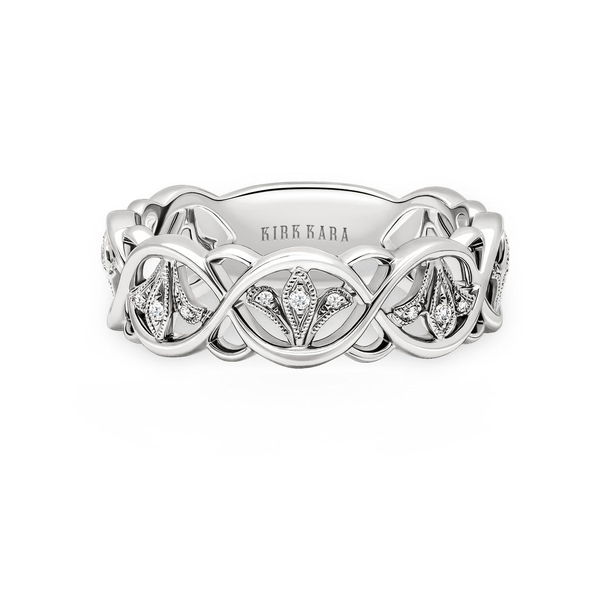 Fleur De Lis Fashion Diamond Milgrain Wedding Band