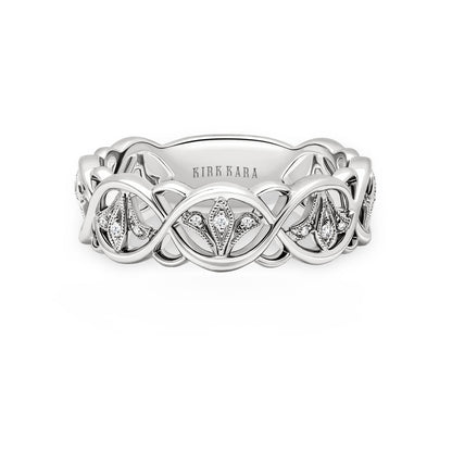 Fleur De Lis Fashion Diamond Milgrain Wedding Band