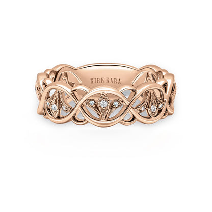 Fleur De Lis Fashion Diamond Milgrain Wedding Band