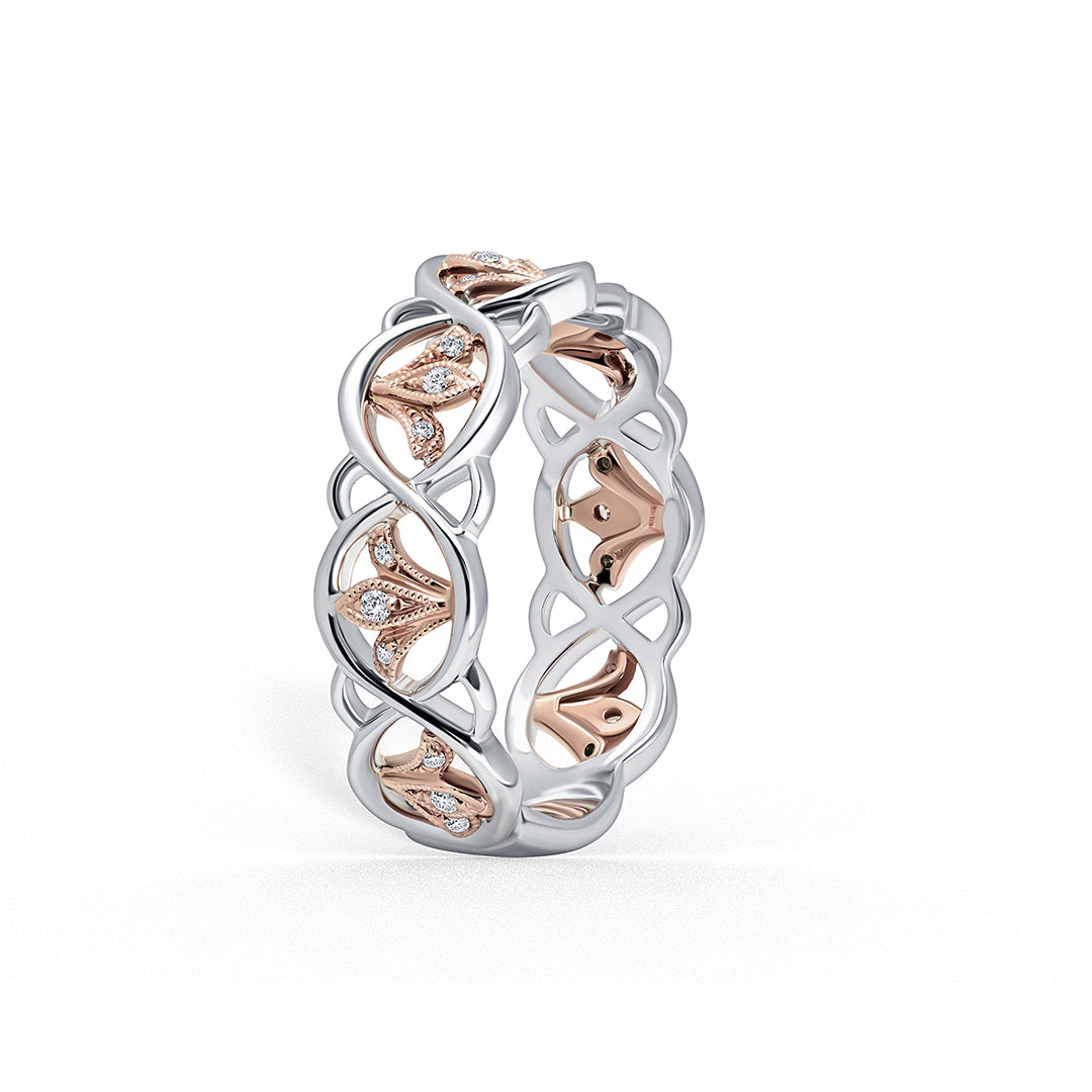 Fleur De Lis Fashion Diamond Milgrain Wedding Band