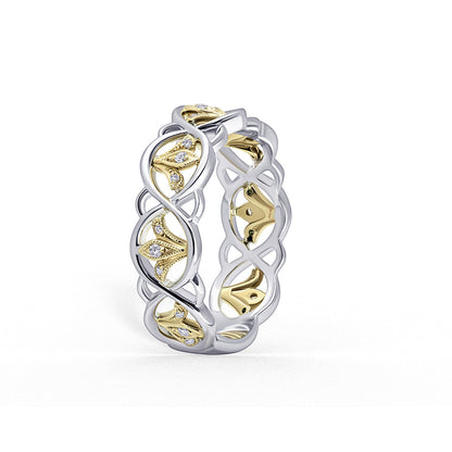 Fleur De Lis Fashion Diamond Milgrain Wedding Band