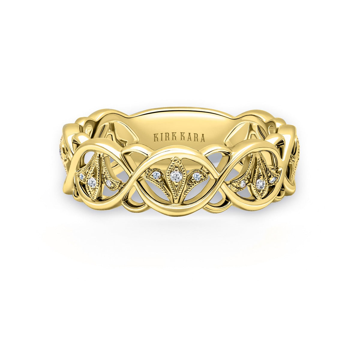 Fleur De Lis Fashion Diamond Milgrain Wedding Band