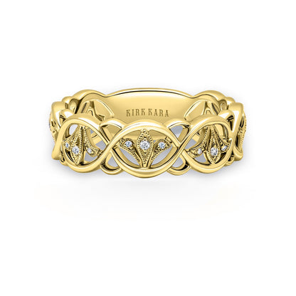 Fleur De Lis Fashion Diamond Milgrain Wedding Band