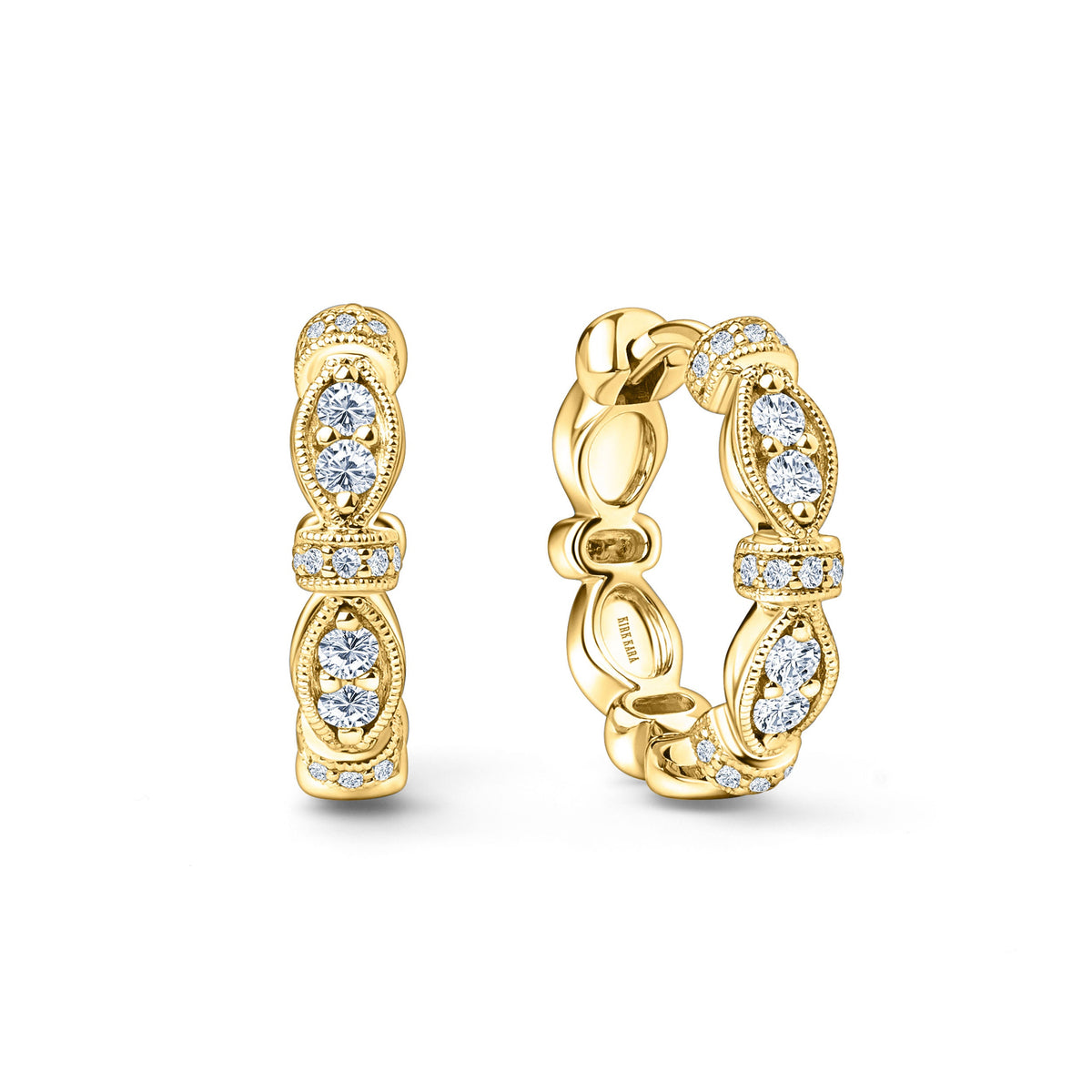 Diamond Designer Geometric Bar Hoop Earrings