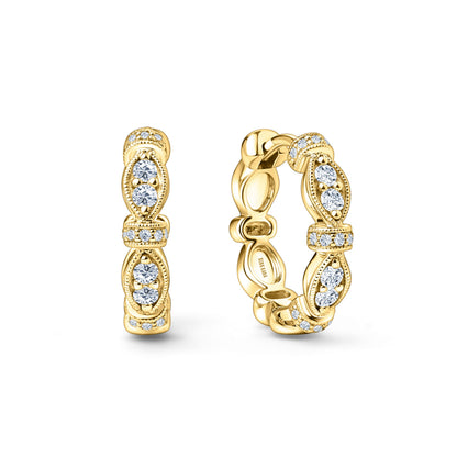 Diamond Designer Geometric Bar Hoop Earrings