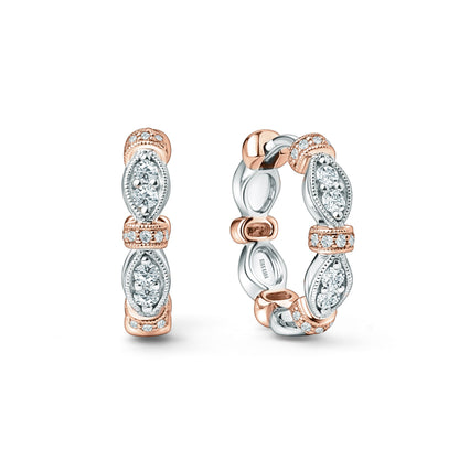 Diamond Designer Geometric Bar Hoop Earrings