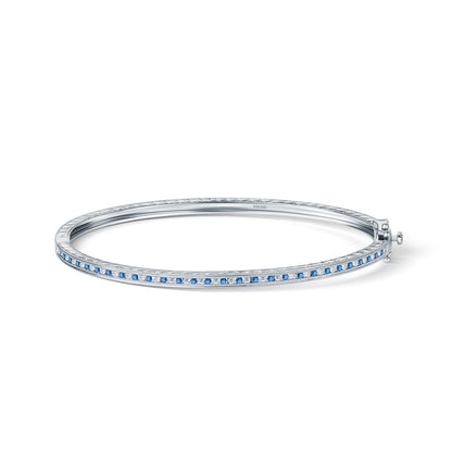 Classic Channel Sapphire Diamond Bangle Bracelet