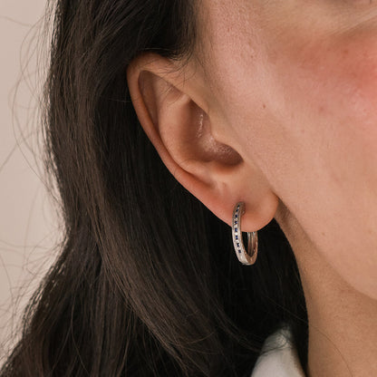 Classic Channel Sapphire Diamond Hoop Earrings