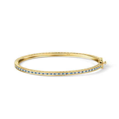 Classic Channel Sapphire Diamond Bangle Bracelet