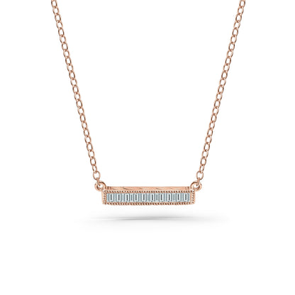 Channel Set Milgrain Baguette Diamond Engraved Necklace