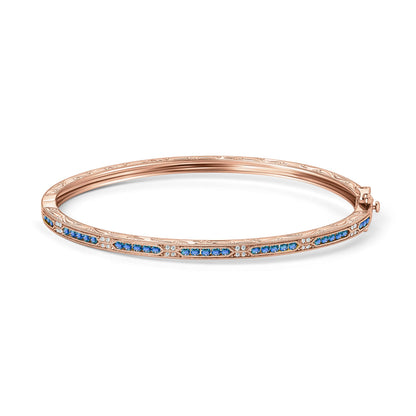 Channel Set Artful Blue Sapphire Diamond Bangle Bracelet