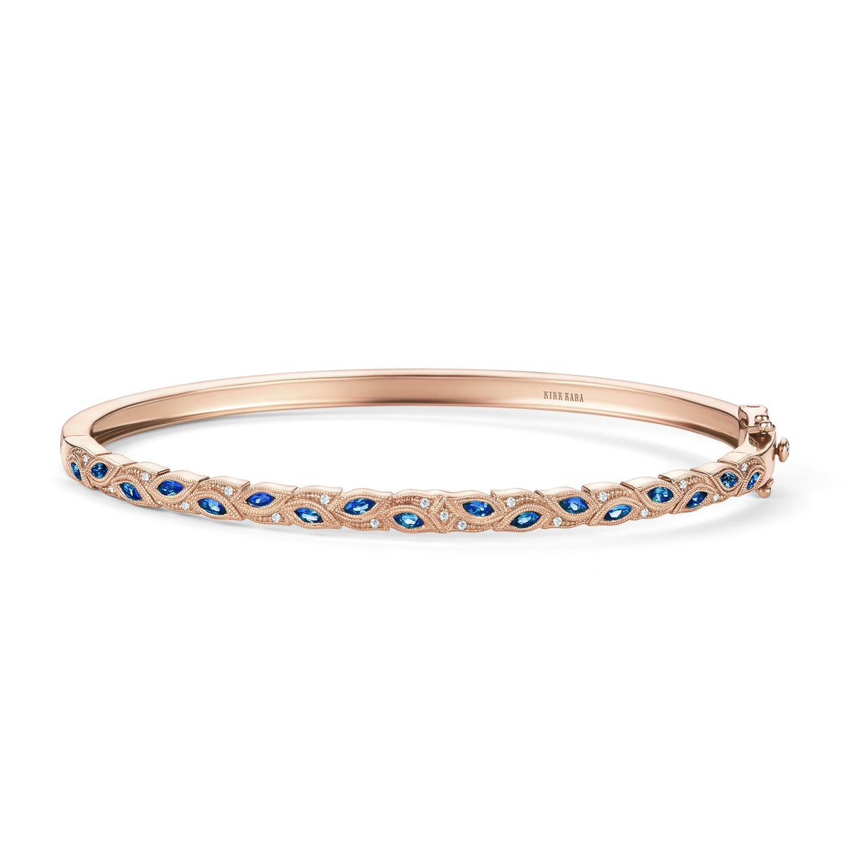 Botanical Floral Blue Sapphire Marquise Bangle Bracelet