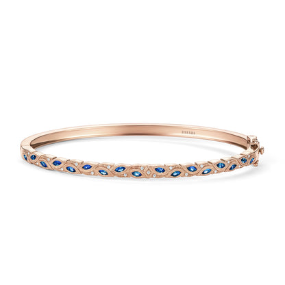 Botanical Floral Blue Sapphire Marquise Bangle Bracelet