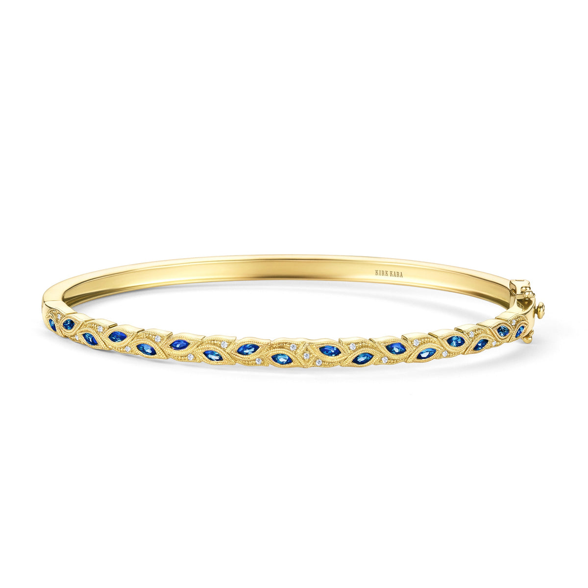 Botanical Floral Blue Sapphire Marquise Bangle Bracelet