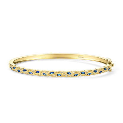 Botanical Floral Blue Sapphire Marquise Bangle Bracelet