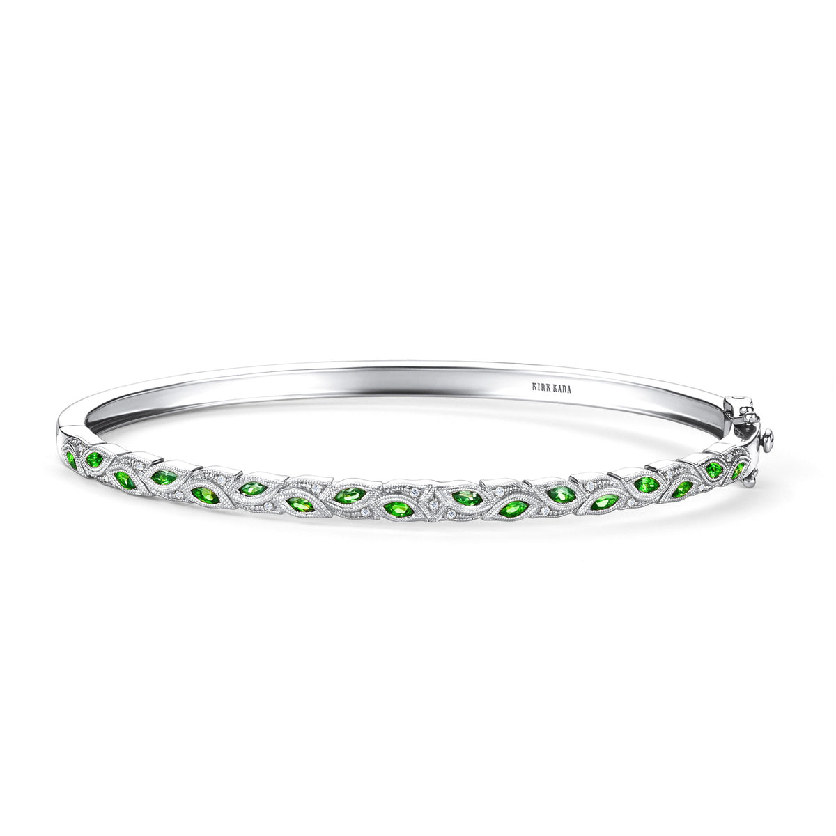 Botanical Floral Tsavorite Marquise Bangle Bracelet