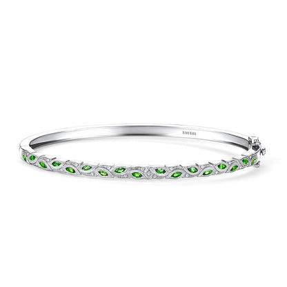 Botanical Floral Tsavorite Marquise Bangle Bracelet