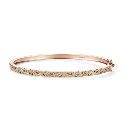 Botanical Floral Tsavorite Marquise Bangle Bracelet